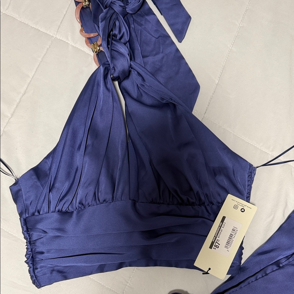 Elegant Blue Halter Top with pants